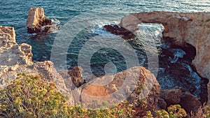 Cyprus. Ayia Napa. Love bridge. Rock arch in the sea. The Cape Greco . The Mediterranean sea picturesque coast. Natural