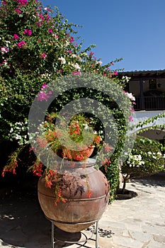 Cyprus. Beautiful summer landscape.	 Monastery courtyard.