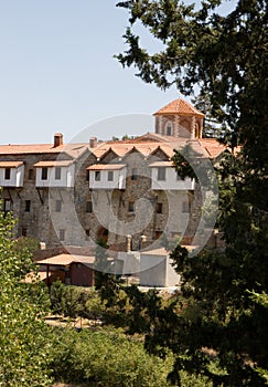 Cyprus. Beautiful summer landscape.	 Monastery courtyard.