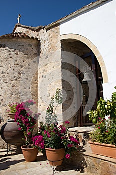 Cyprus. Beautiful summer landscape.	 Monastery courtyard.