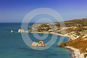 Cyprus coastline at the Petra tou Romiou.