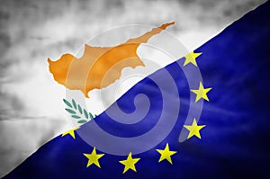 Cyprus and European Union mixed flag.