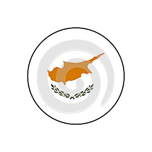 Cyprus flag button icon vector with map for middle east or European icons.