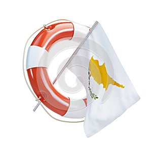 Cyprus flag in rescue circle, lifebuoy, life buoy
