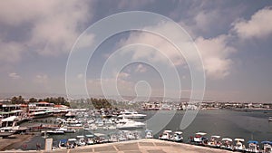 Cyprus, Greece, Pleasure boats and fishing boats in harbor, fishing boats near the pier, boat parking, A number of