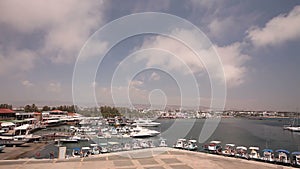 Cyprus, Greece, Pleasure boats and fishing boats in harbor, fishing boats near the pier, boat parking, A number of