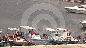 Cyprus, Greece, Pleasure boats and fishing boats in harbor, fishing boats near the pier, boat parking, A number of