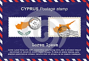 Cyprus Postage stamp, vintage stamp, air mail envelope.