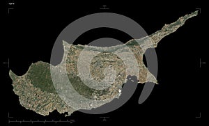 Cyprus shape on black. High-res satellite