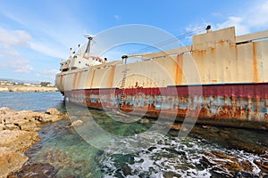 Cyprus shipwreck ashore