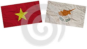 Cyprus and Vietnam Flags Together Paper Texture Illustration