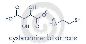 Cysteamine bitartrate Huntington`s disease drug molecule. Skeletal formula. photo