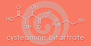 Cysteamine bitartrate Huntington`s disease drug molecule. Skeletal formula. photo