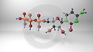 Cytidine triphosphate molecule 3D illustration.