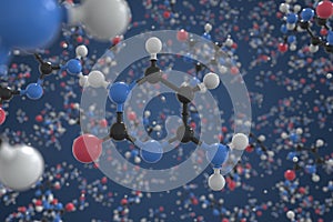 Cytosine molecule made with balls, scientific molecular model. Chemical 3d rendering