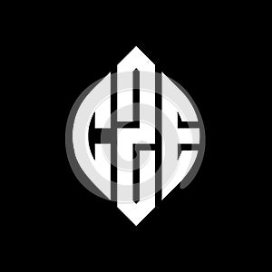 CZE circle letter logo design with circle and ellipse shape. CZE ellipse letters with typographic style. The three initials form a