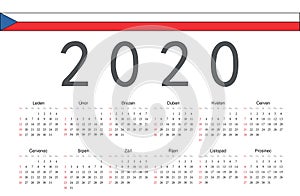 Czech 2020 year vector calendar