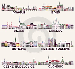 Czech Republic main cities cityscapes in rich pastel bright colorful palette. Magic aesthetics style photo