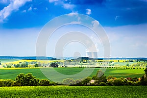 Czech countryside with powerstation on the horizon