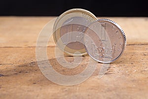 Czech crown and euro coin