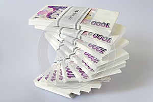 Czech crown money - banknotes in a pile - economy and finance