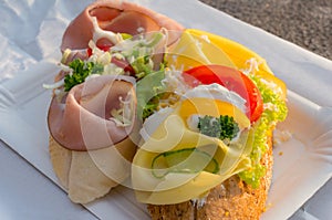 Czech cuisine open sandwiches, hlebichki close up