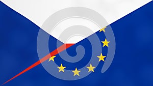 Czech and Europe flag. Brexit concept of Czechia leaving European Union