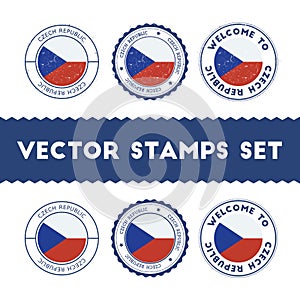Czech flag rubber stamps set.