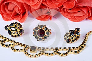 Czech garnets jewelry set