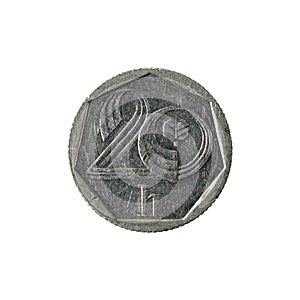 20 czech heller coin 1993 obverse isolated on white background photo