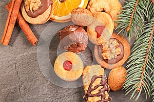 Czech homade christmas confectionery with coniferous and cinnamon