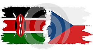 Czech and Kenya grunge flags connection vector