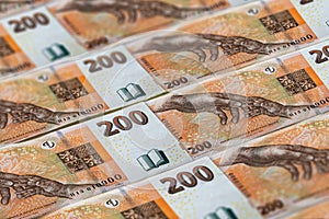 Czech Koruna banknoted background. Money of Czech Republic
