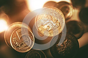 Czech Koruna Coins Closeup