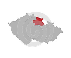 Czech map with Hradec Kralove region highlight