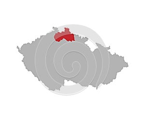 Czech map with Liberec region red highlight photo