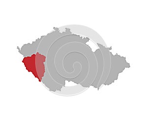 Czech map with Plzen region red highlight