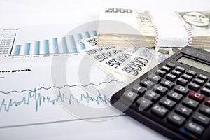 Czech money, calculator and charts photo