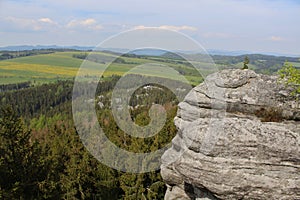 Czech nature - rocks, forests and distant hills