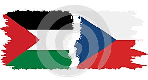 Czech and Palestine grunge flags connection vector