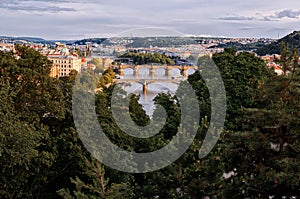 Czech Republic. Bridges on the Vltava. Prague in the evening. 14 June 2016.