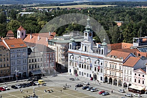 Czech Republic, Budweis, 3 July 2016: Historic centre of Ceske Budejovice, Budweis, Budvar, South Bohe