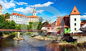 Czech republic - Cesky Krumlov city with church and castle