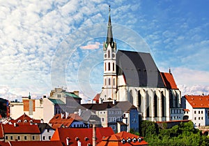 Czech republic - Cesky Krumlov city with church and castle photo