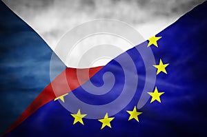 Czech Republic and European Union mixed flag.