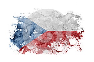 Czech Republic flag background painted on white paper with watercolor