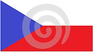 The Czech Republic Flag blue triangle hoist side against two horizontal bands of white and red