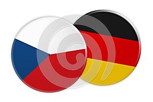 Czech Republic Flag Button On Germany Flag Button, 3d illustration on white background