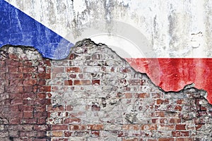 Czech Republic Flag On Grungy Wall