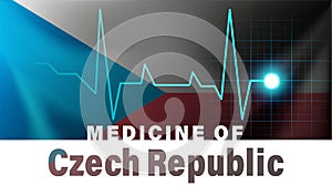 Czech Republic flag and heartbeat line illustration. Medicine of Czech Republic with country name